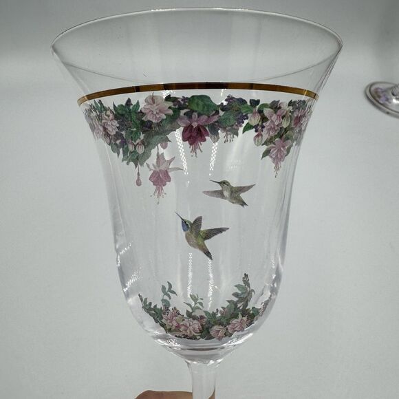 Lena Liu Bradex Hummingbirds and Flowers Wine Glasses Goblets  Set of 6 - Picture 4 of 13
